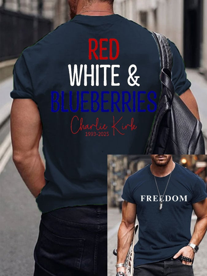 Red White And Blueberries Merch T-Shirt Freedom Signed Charlie Kirk 1993 2025 Merch