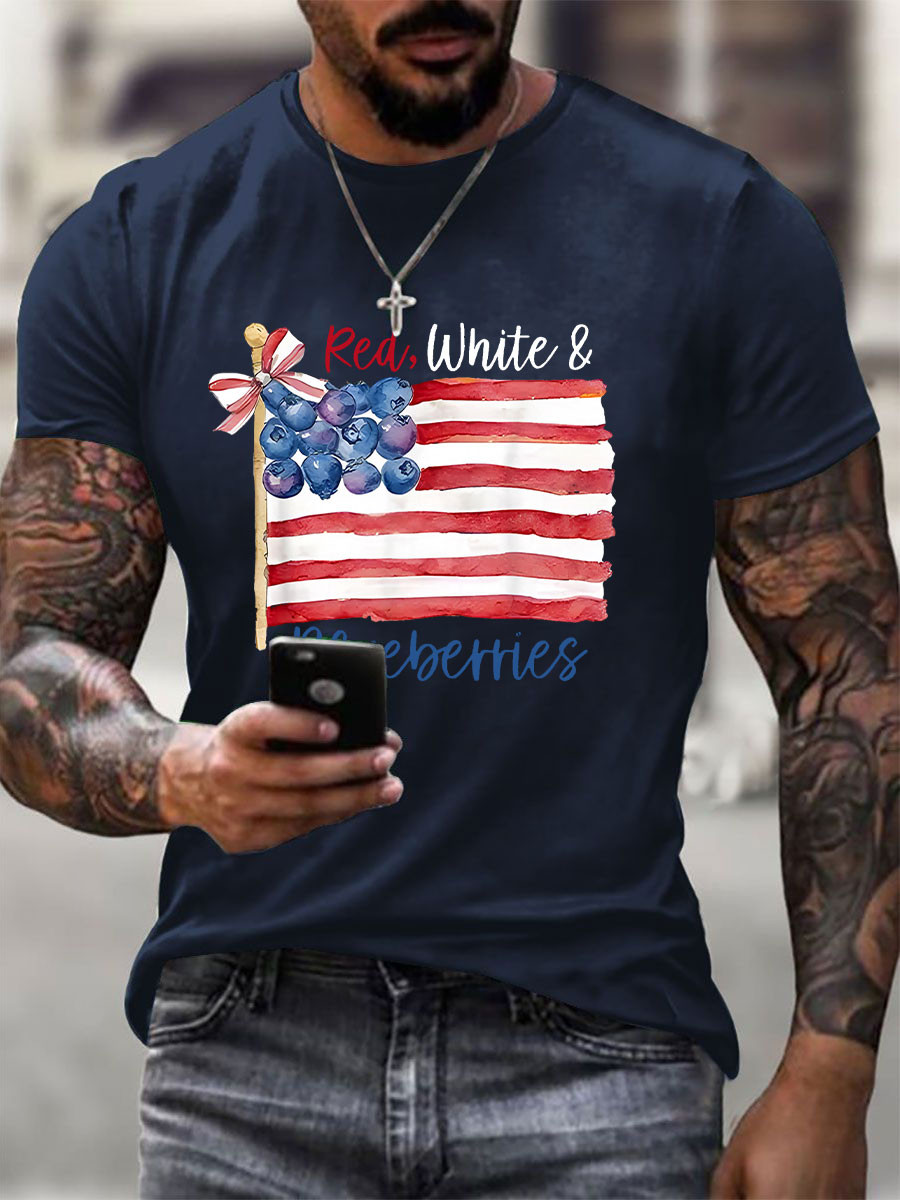 Red White And Blueberries Merch T-shirt US Flag Blueberries A True Patriot 1993 2025 CK 47