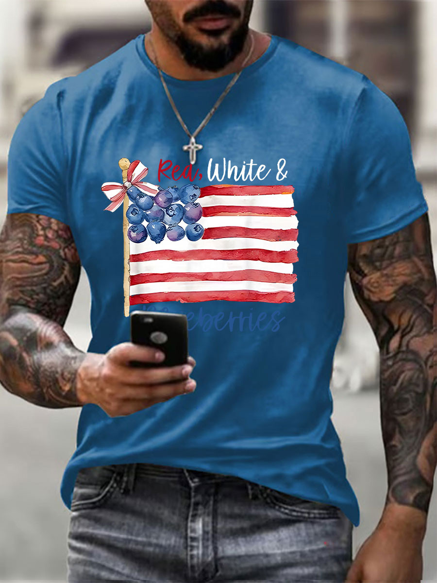 Red White And Blueberries Merch T-shirt US Flag Blueberries A True Patriot 1993 2025 CK Gift