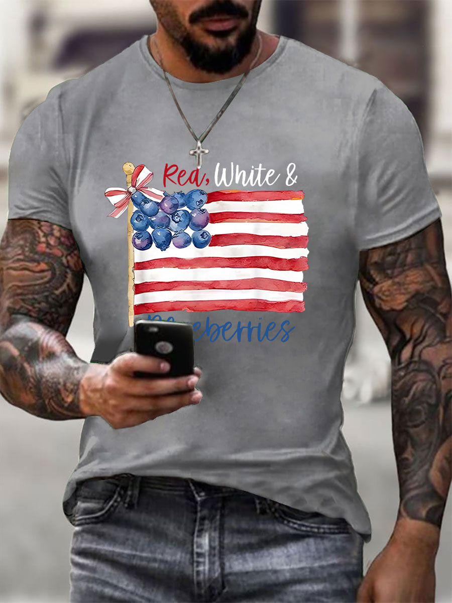 Red White And Blueberries Merch T-shirt US Flag Blueberries A True Patriot 1993 2025 CK Merch