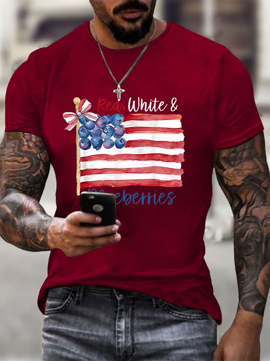 Red White And Blueberries Merch T-shirt US Flag Blueberries A True Patriot 1993 2025 Clothing