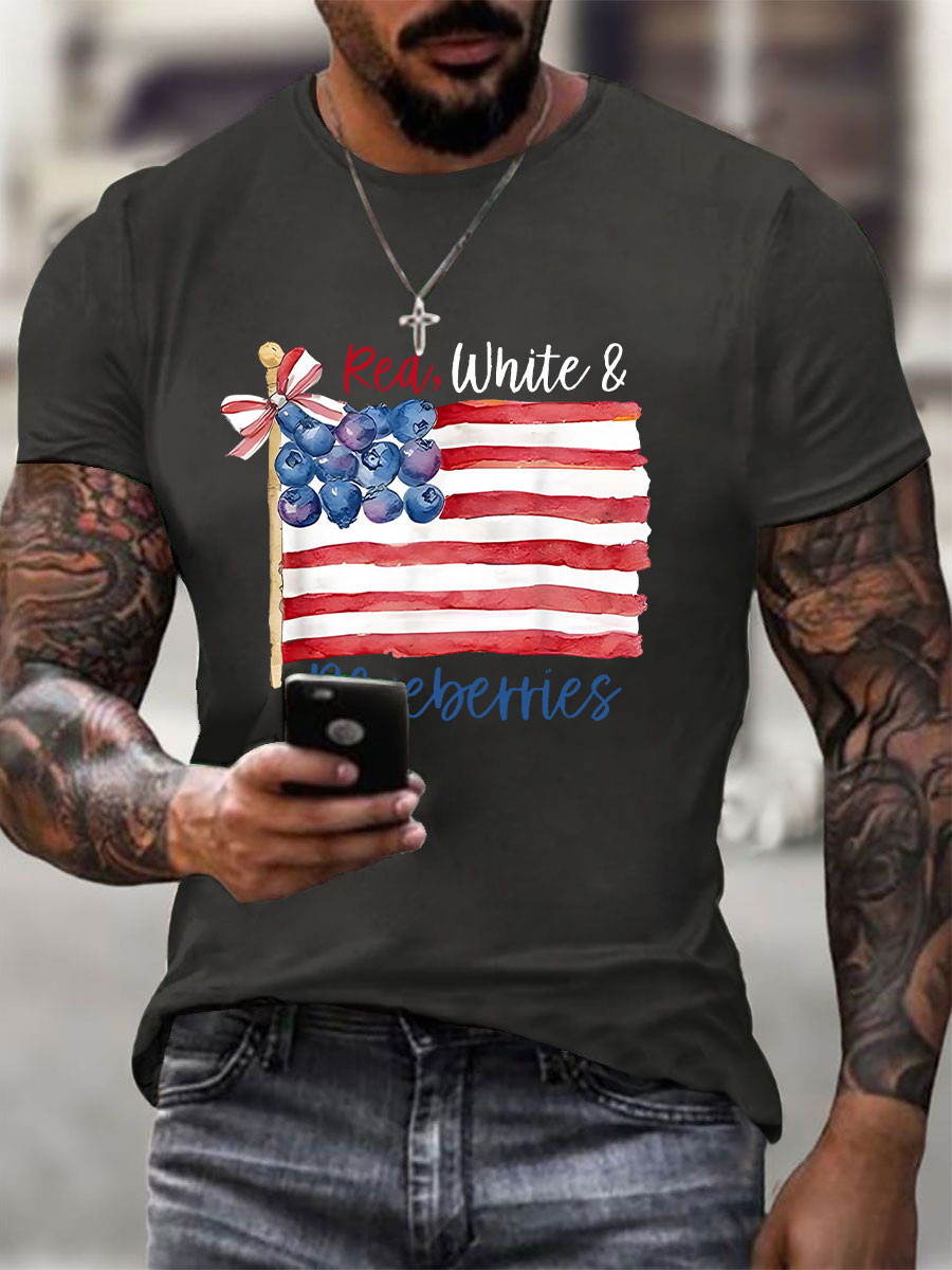 Red White And Blueberries Merch T-shirt US Flag Blueberries A True Patriot 1993 2025 Idea Gifts