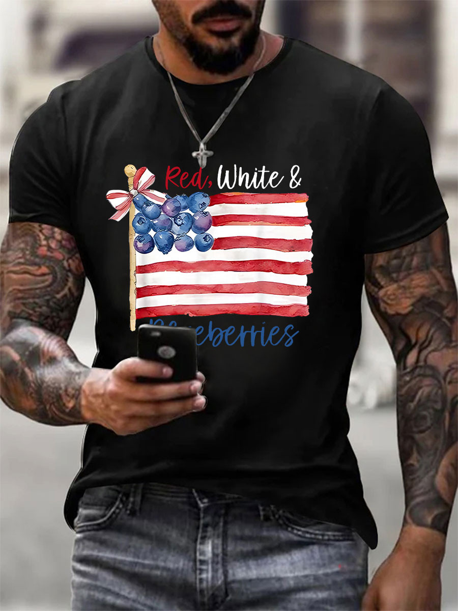 Red White And Blueberries Merch T-shirt US Flag Blueberries Freedom T Shirt Charlie Kirk Wore