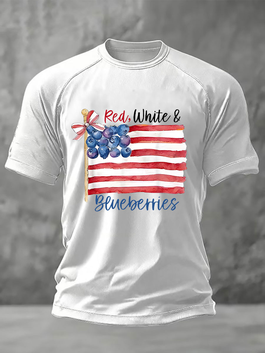 Red White And Blueberries Merch T-Shirt US Flag Blueberries TPUSA Freedom Charlie Kirk 47 Wore