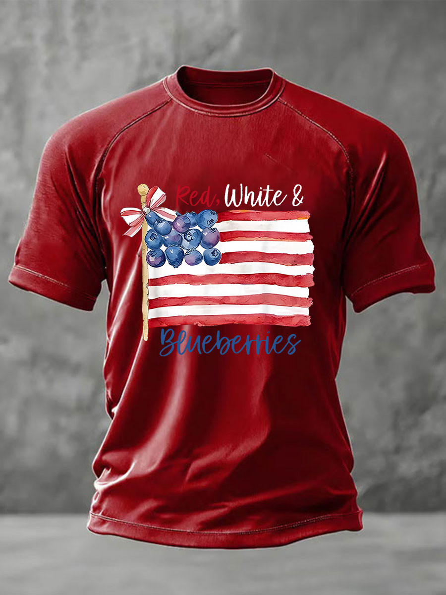 Red White And Blueberries Merch T-Shirt US Flag Blueberries TPUSA Freedom Charlie Kirk Wore