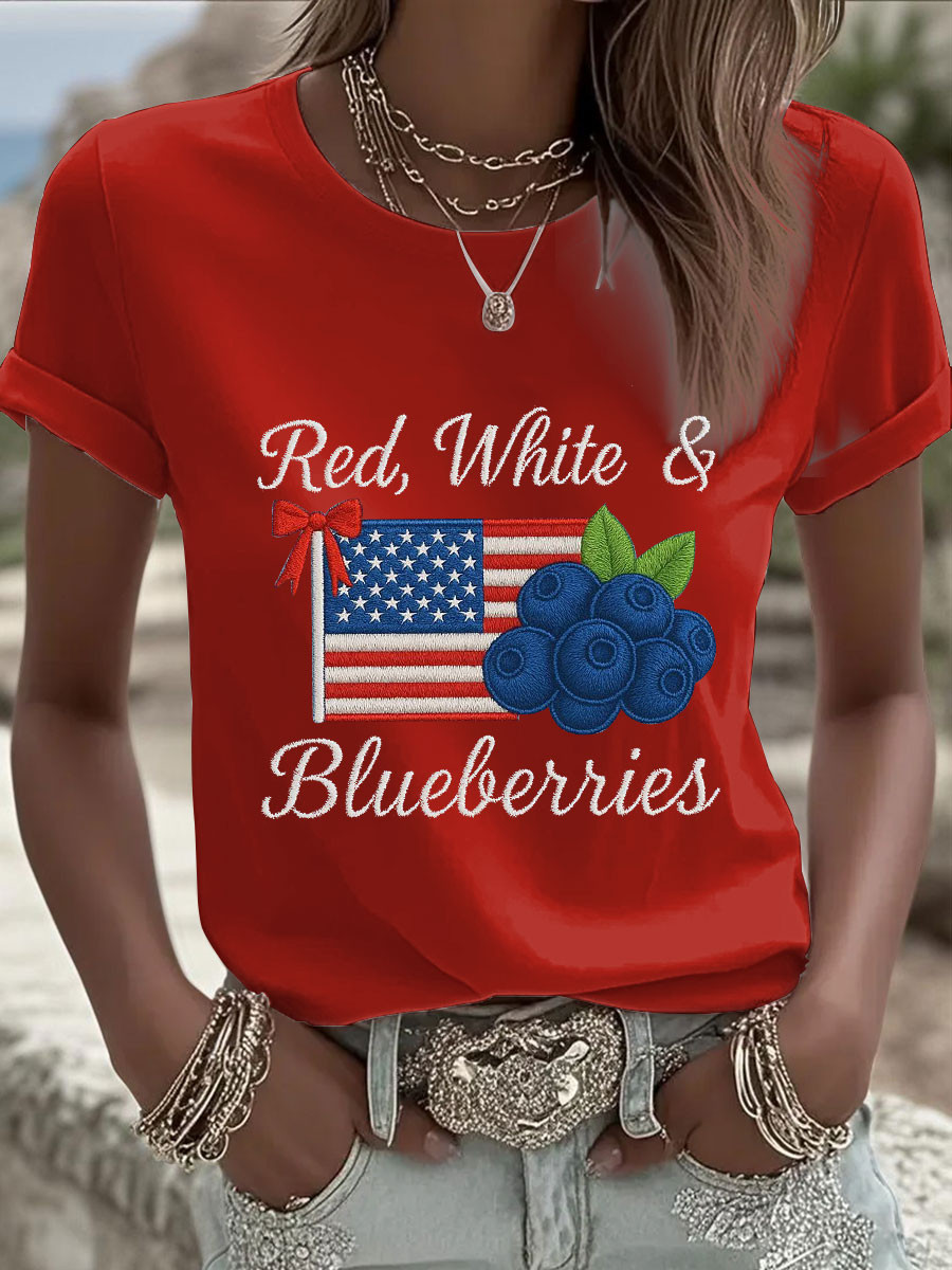 Red White And Blueberries Merch T-Shirt USA Blueberries Flag Best Charlie Kirk 47 Clothing