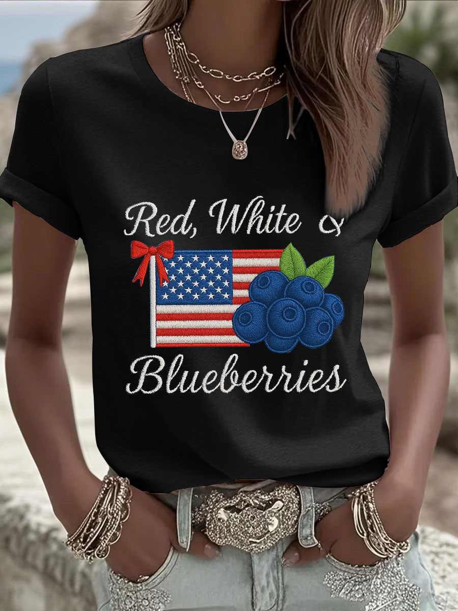 Red White And Blueberries Merch T-Shirt USA Blueberries Flag Best Charlie Kirk Clothing