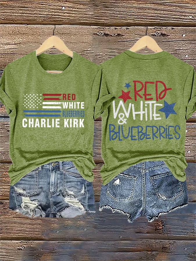 Red White And Blueberries Merch T-Shirt USA Flag Charlie Kirk 47 TPUSA Freedom Shirt