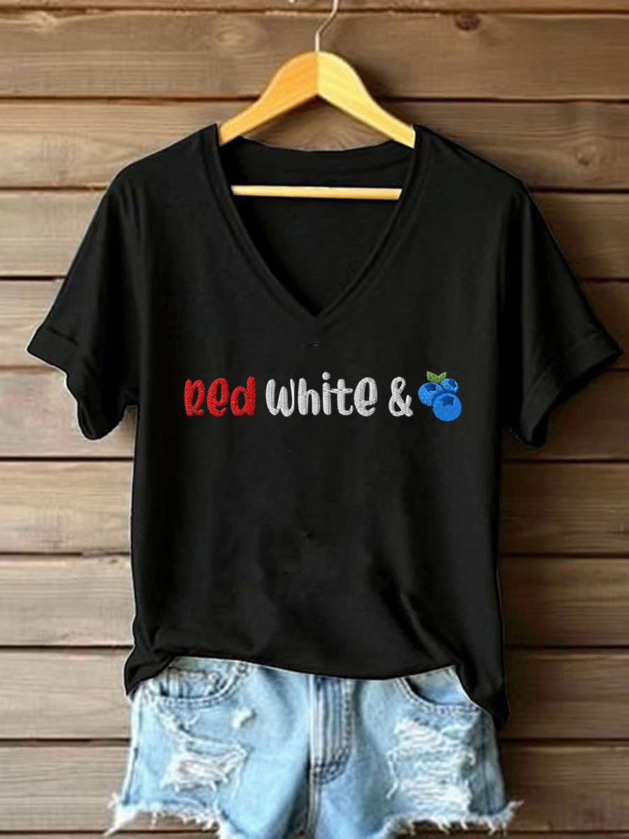 Red White And Blueberries Merch V-neck Shirt Charlie Kirk 1993 2025 Cool Gifts For Liberty Wear