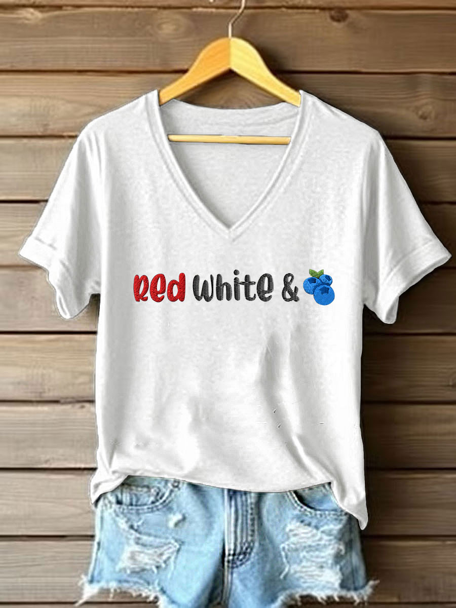 Red White And Blueberries Merch V-neck Shirt Charlie Kirk 1993 2025 Cool Ideas For Liberty Wear