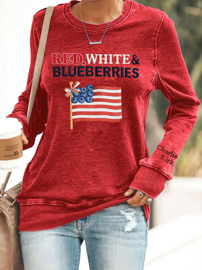 Red White And Blueberries Sweatshirt Blueberries Flag Charlie 47 Freedom Presents