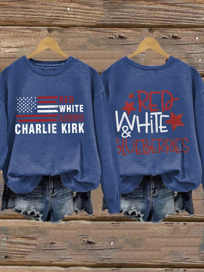 Red White And Blueberries Sweatshirt Charlie Kirk USA I Am Charlie Kirk 47 Clothing
