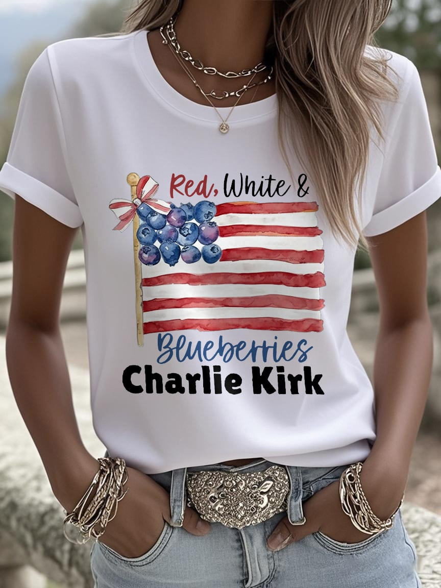 Red White And Blueberries T-Shirt Freedom Charlie Kirk 1993 2025 Tribute Live Free T-Shirt