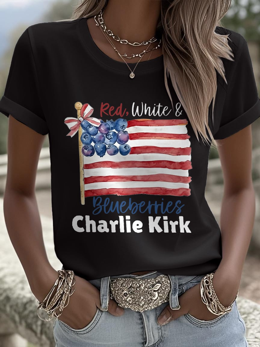 Red White And Blueberries T-Shirt Freedom Charlie Kirk Blueberries Live Free T-Shirt