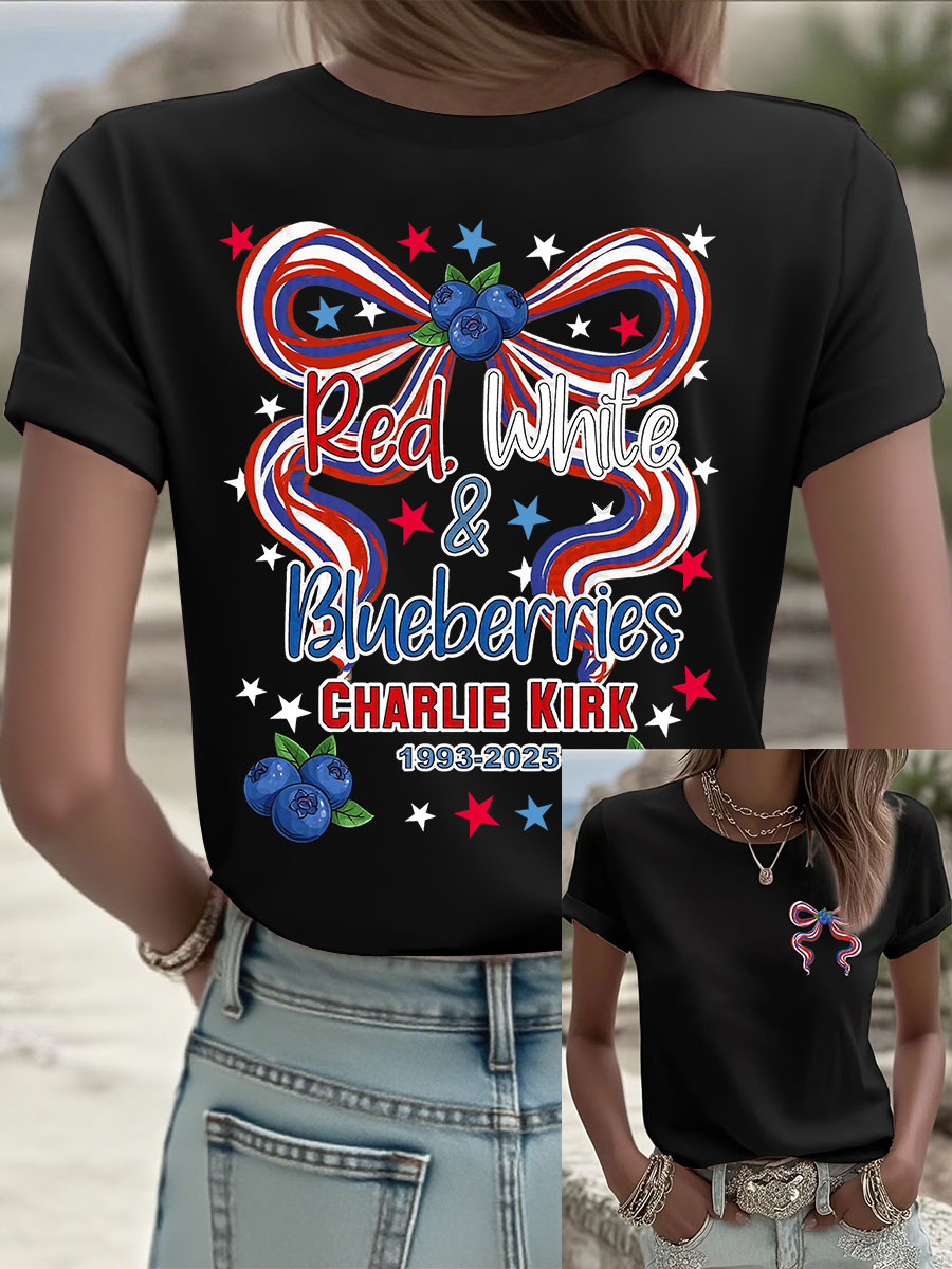 Red White And Blueberries T-Shirt Freedom For Charlie Kirk 1993 2025 Best Charlie Kirk Merch
