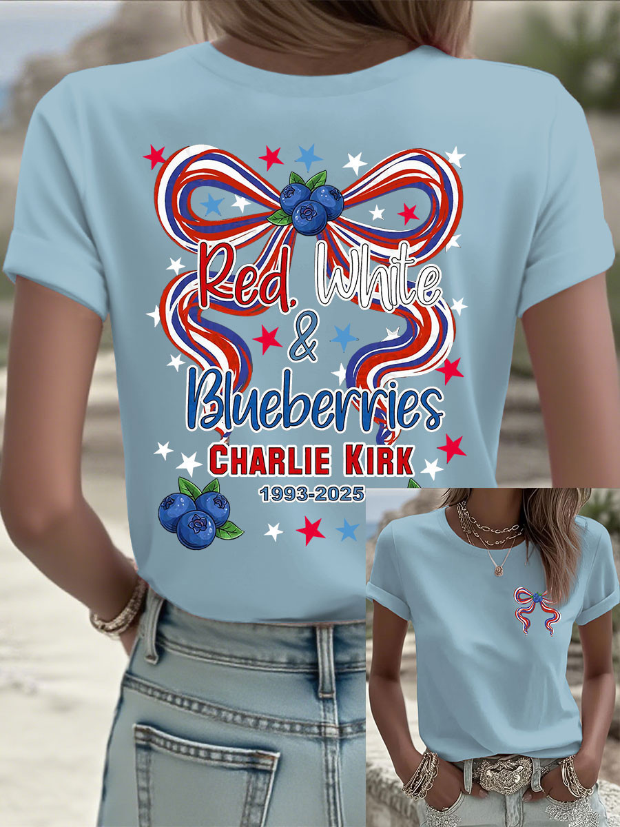 Red White And Blueberries T-Shirt Freedom For Charlie Kirk 1993 2025 Tribute Charlie Kirk