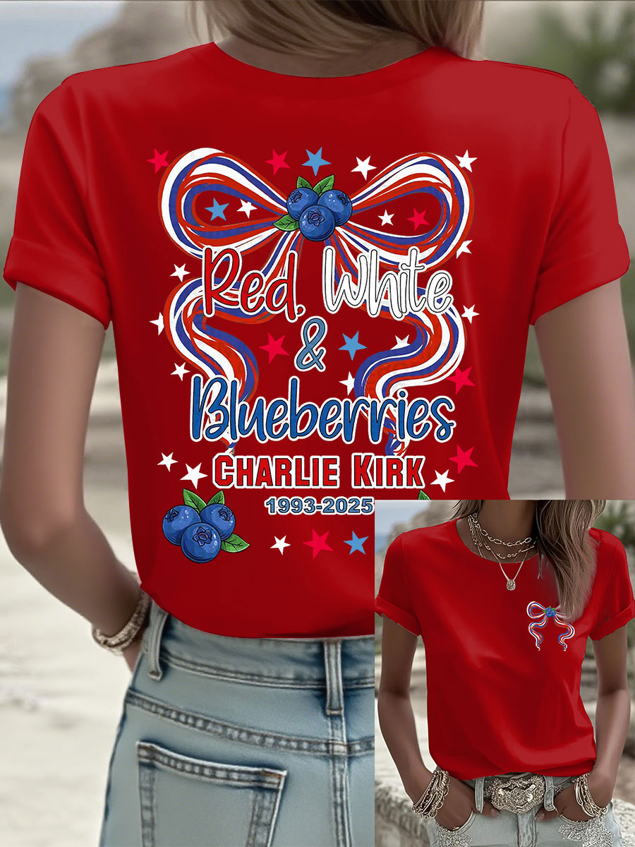 Red White And Blueberries T-Shirt We The People 1993 2025 Tribute Charlie Kirk Gifts