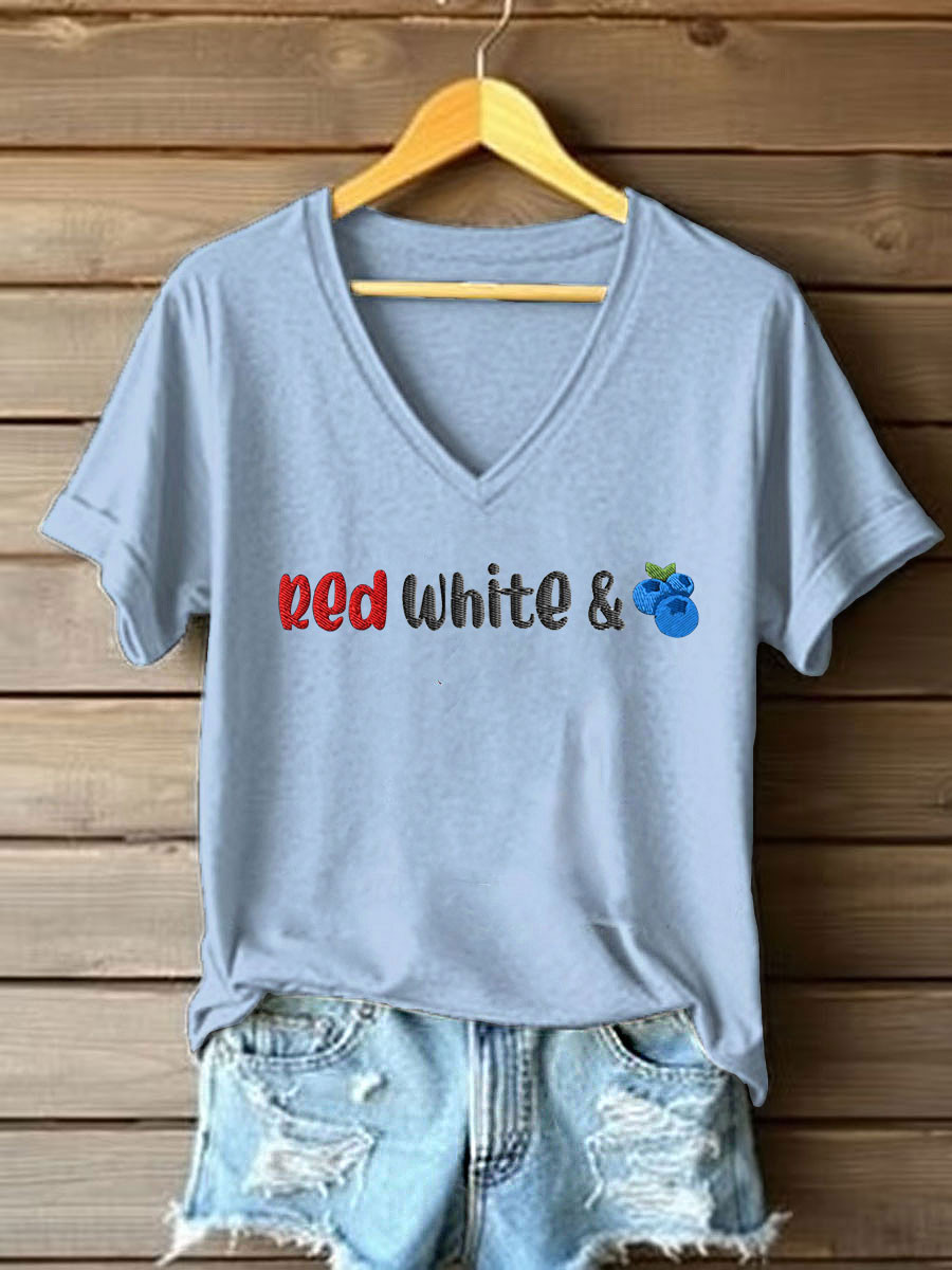 Red White And Blueberries V-Neck Shirt American Hero 1993 2025 Tribute Charlie Kirk Apparel