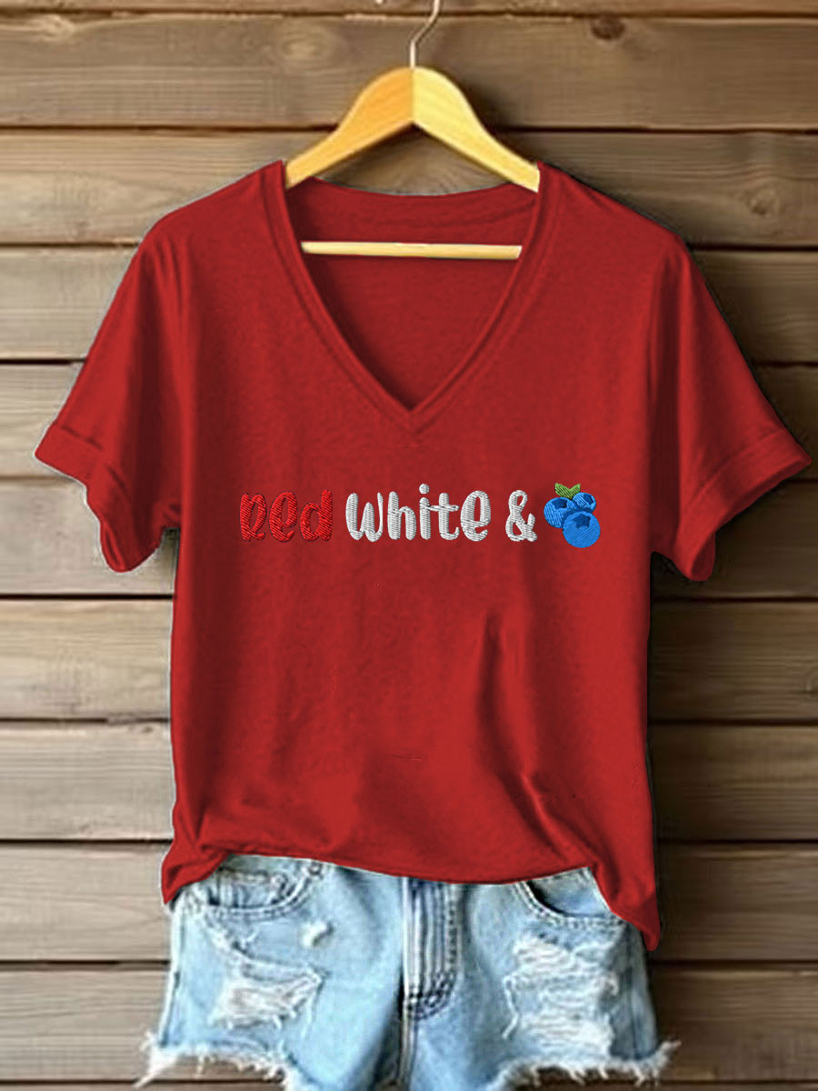 Red White And Blueberries V-Neck Shirt American Hero 1993 2025 Tribute Charlie Kirk Clothing