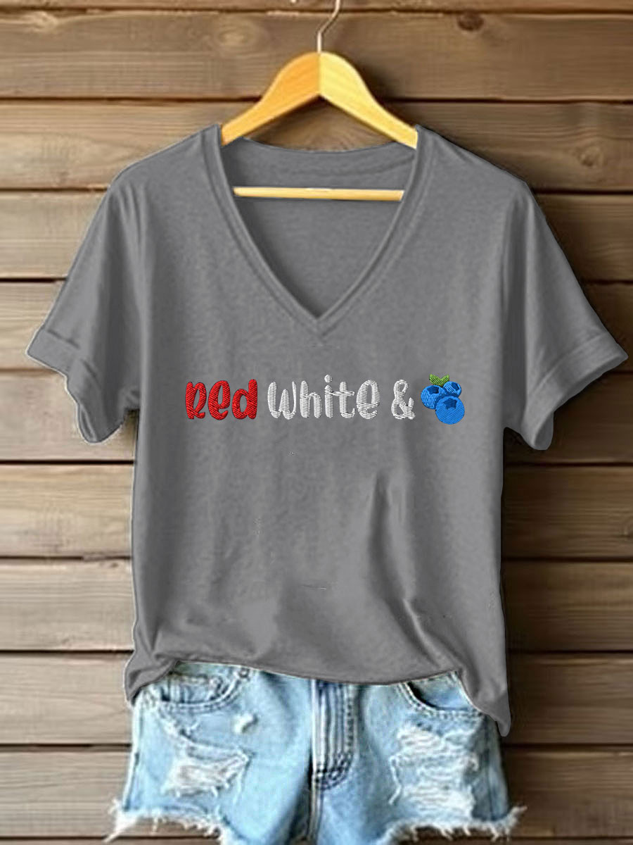 Red White And Blueberries V-Neck Shirt American Hero 1993 2025 Tribute Charlie Kirk Gifts