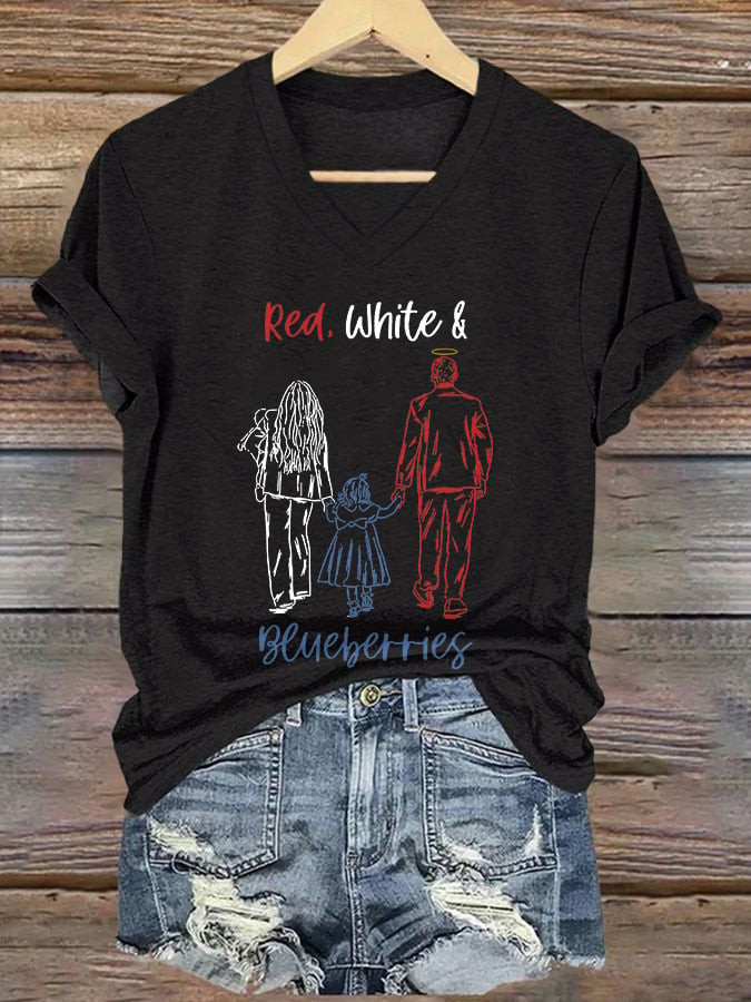 Red White And Blueberries V-neck Shirt Charlie Kirk Is A Hero Best Charlie Kirk Merchandise