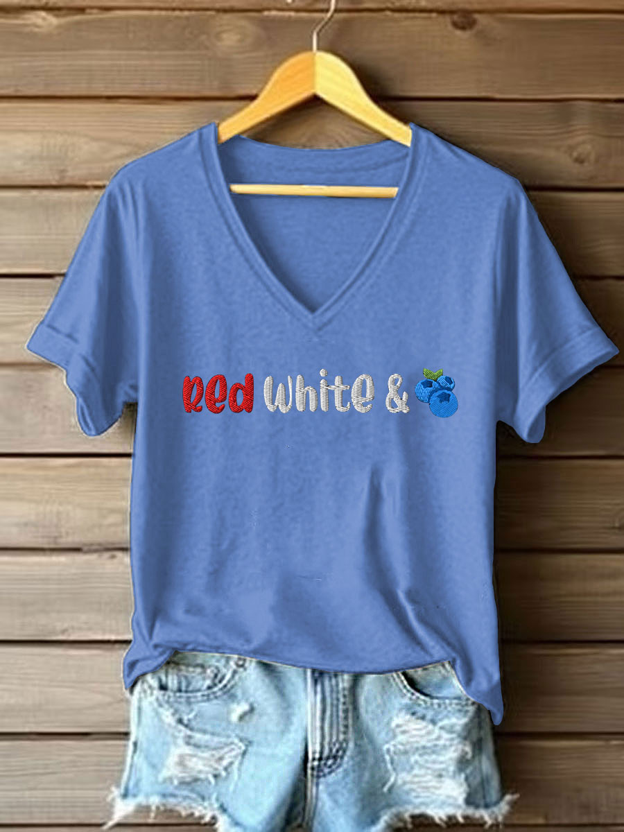 Red White And Blueberries V-Neck Shirt We The People 1993 2025 Tribute Charlie Kirk Gifts
