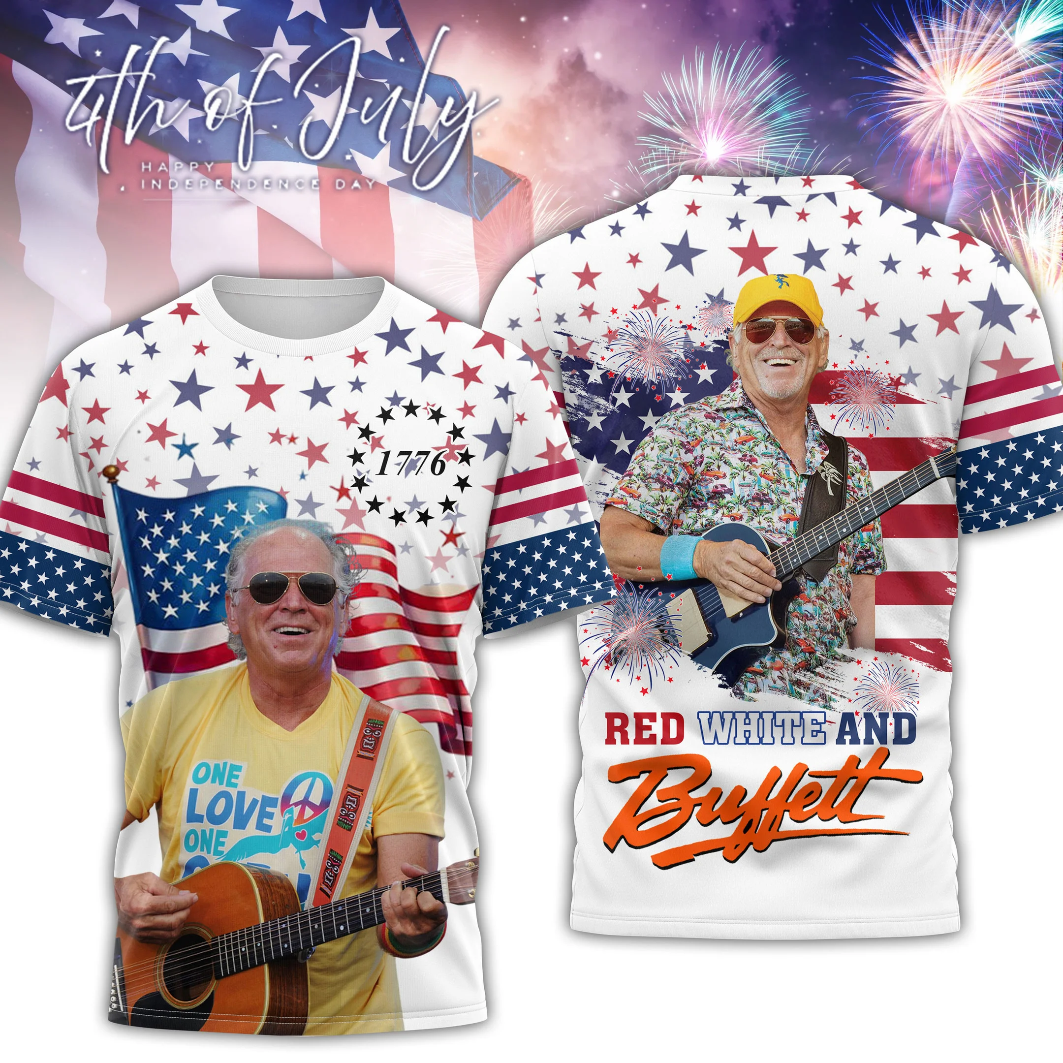 Red White And Buffett T-Shirt 4th Of July Independence Day Shirt Music Fan Gift