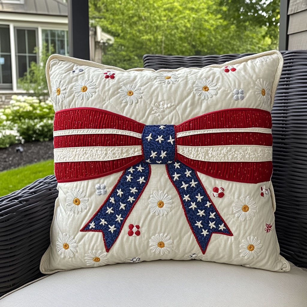 Red White Blue Bouquet Quilted Pillow Case Throw Pillow Case Covers Gift Ideas For Mom