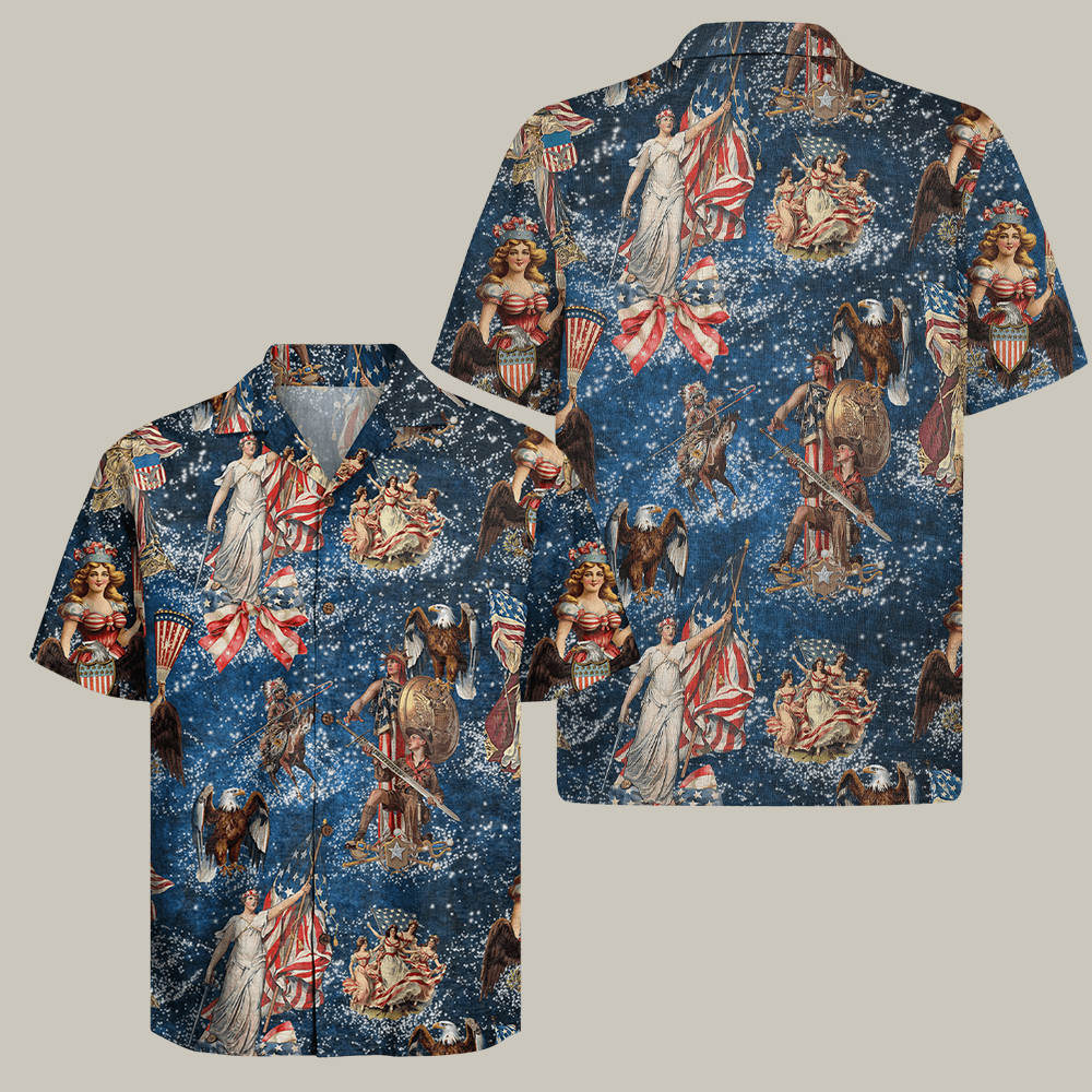 Red White Blue Hawaiian Shirt Independence Day Clothing Anniversary Gifts For Him