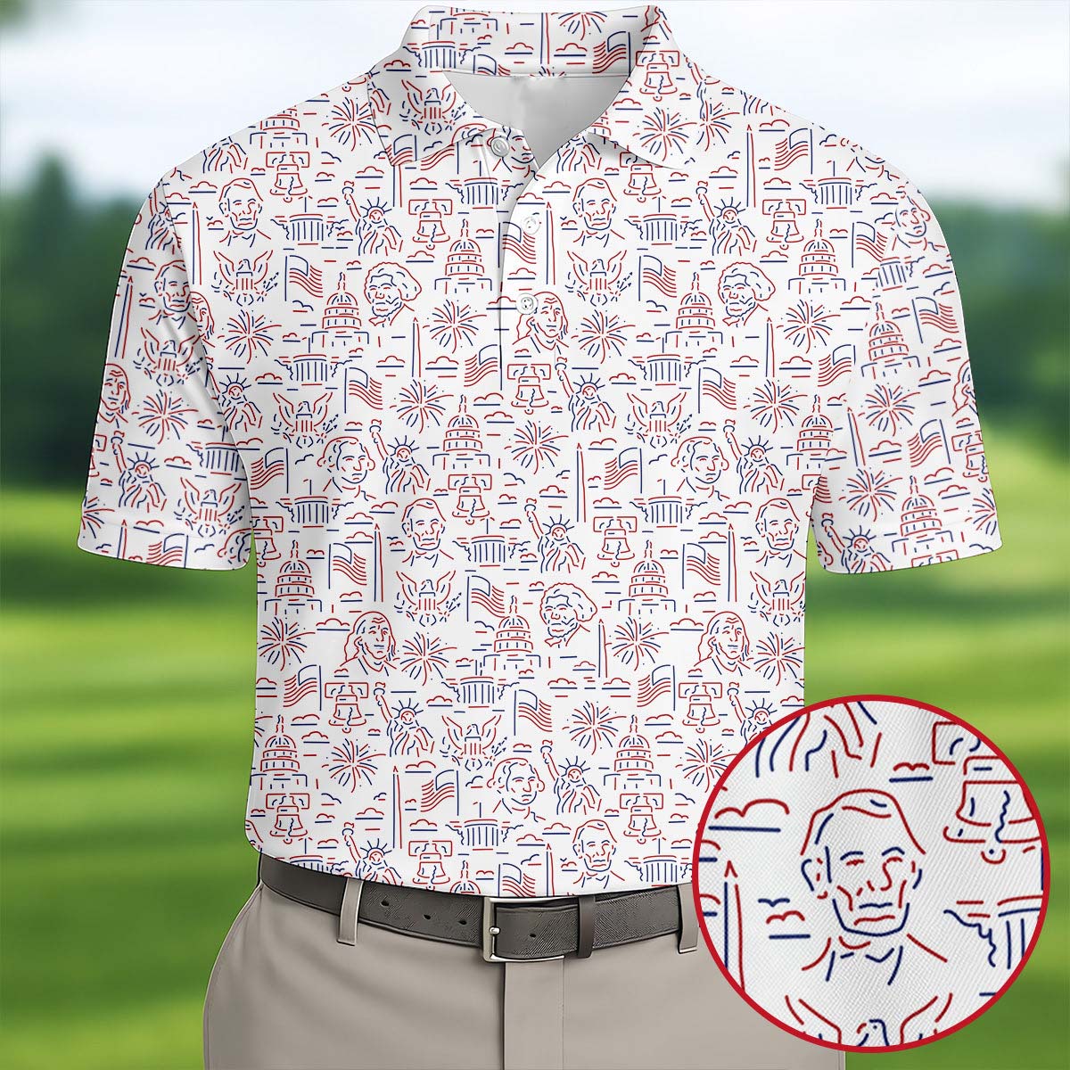 Red White Blue Outlined Polo Shirt Men's Apparel Father's Day Gift Ideas