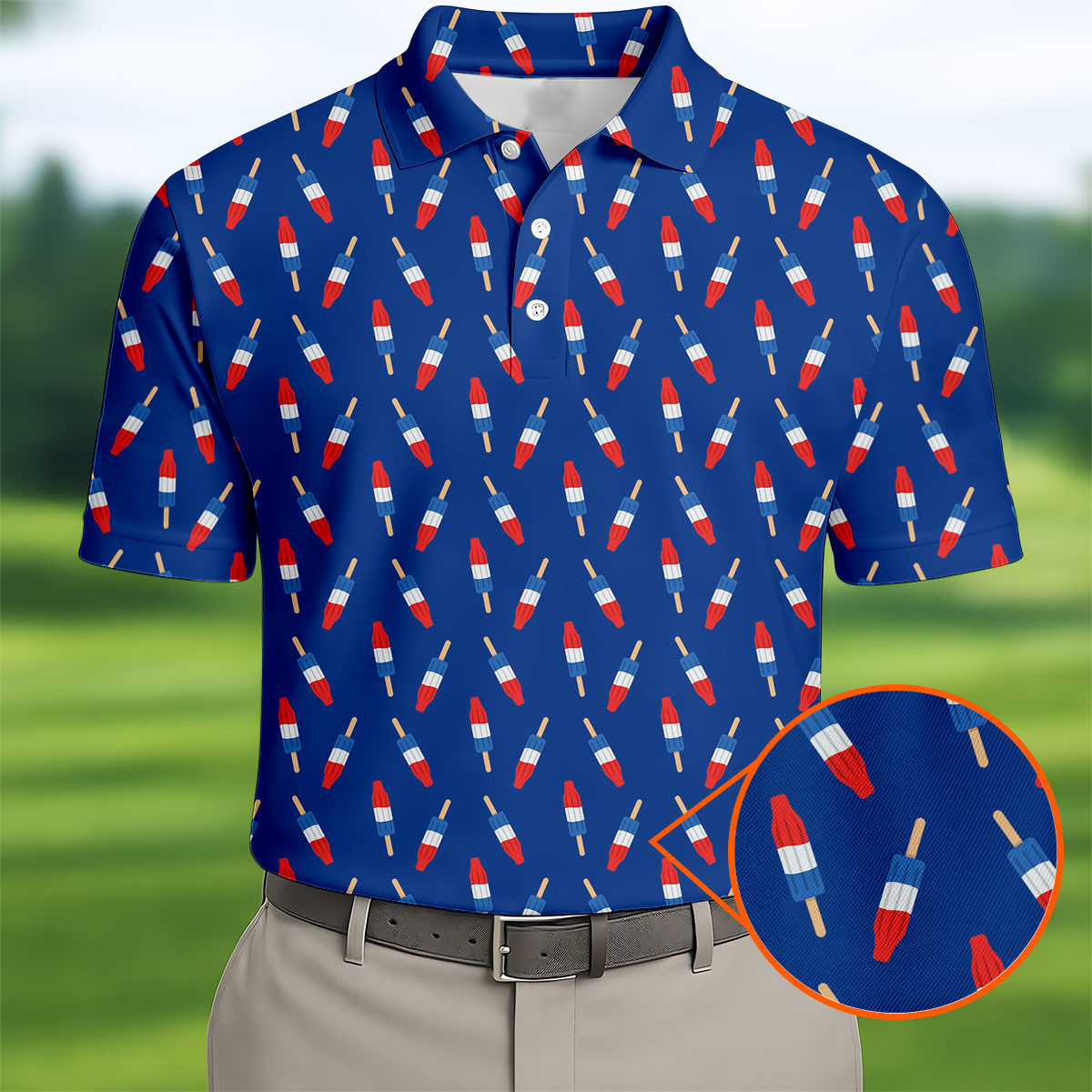 Red White Blue Patriotic Popsicles Golf Shirt American Patriot Apparel Gift Ideas For Brother