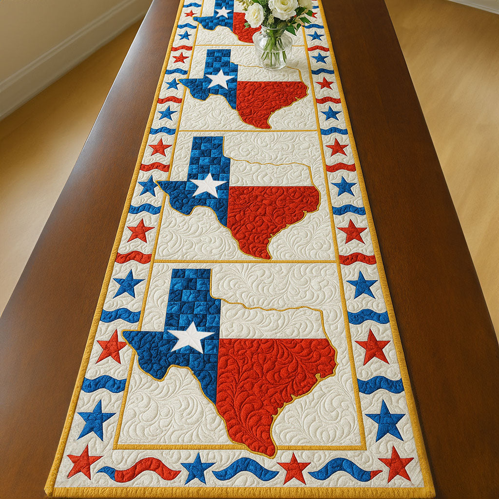 Red White Blue Quilted Table Runner Kitchen Table Decor Texan Gift Items