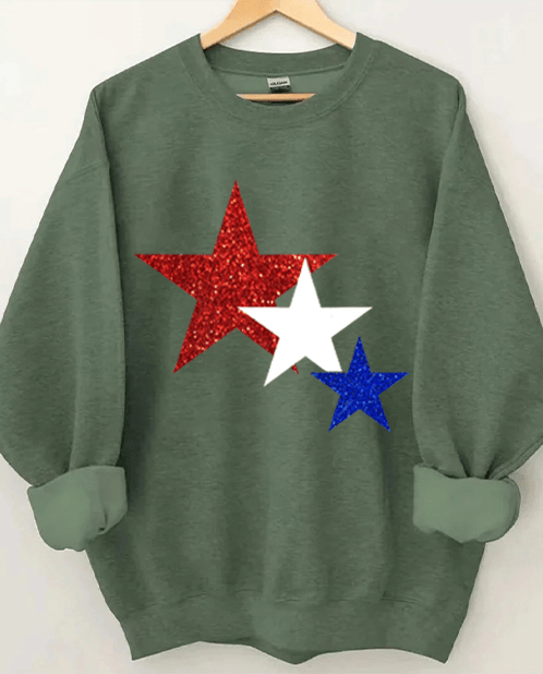 Red White Blue Stars Sweatshirt 4th Of July Sweatshirt Patriotic Gifts For Women's