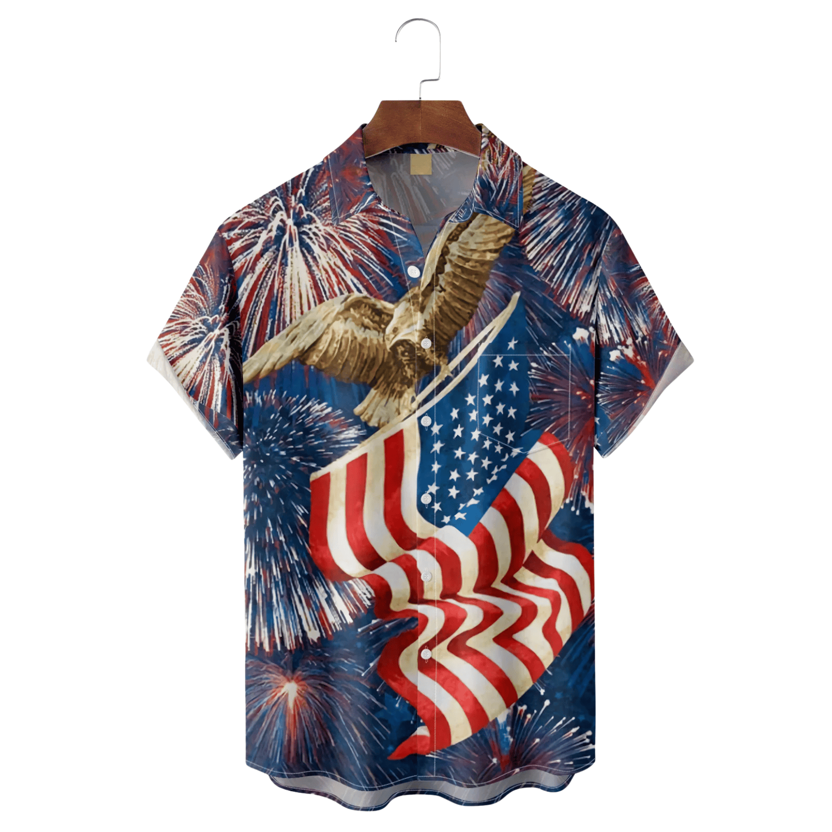 Red White Blue US Flag Hawaiian Shirt Bald Eagle Merchandise Patriotic Gifts For Dad