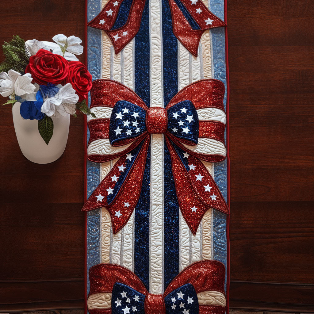 Red White Love Quilted Table Runner Dining Room Table Decor Patriotic Gift Ideas