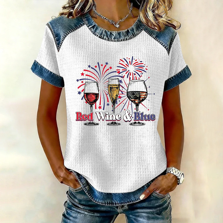 Red Wine And Blue US 250Th Anniversary 1776 2026 T-Shirt American Patriot Apparel