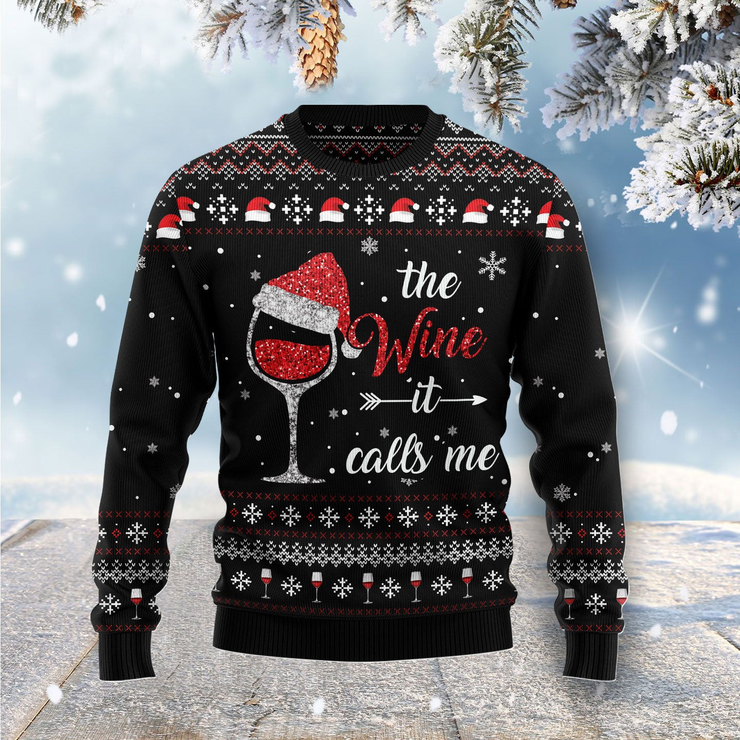 Red Wine It Calls Me Ugly Christmas Sweater