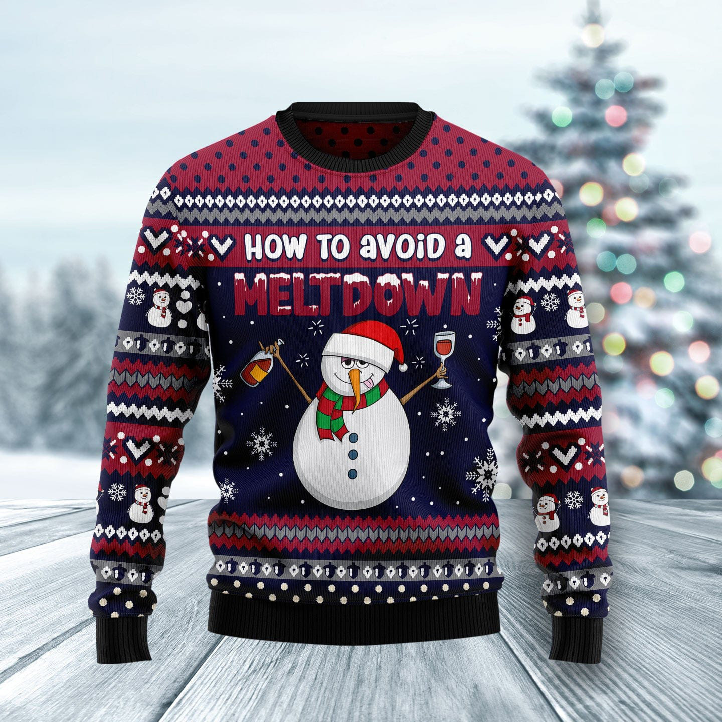 Red Wine Snowman How To Avoid A Meltdown Ugly Christmas Sweater Funny Christmas Jumper Gifts
