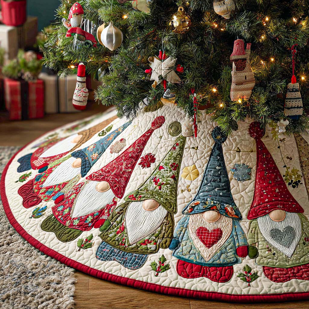 Red Wonder Christmas Quilted Tree Skirt Luxury Christmas Tree Skirt for Elegant Homes