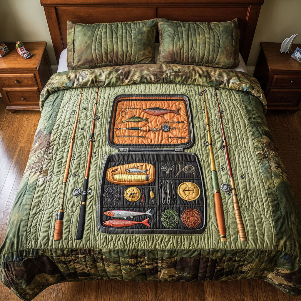 Reel Life Quilted Bedding Set Aesthetic Room Decor Best Gifts For Fisherman
