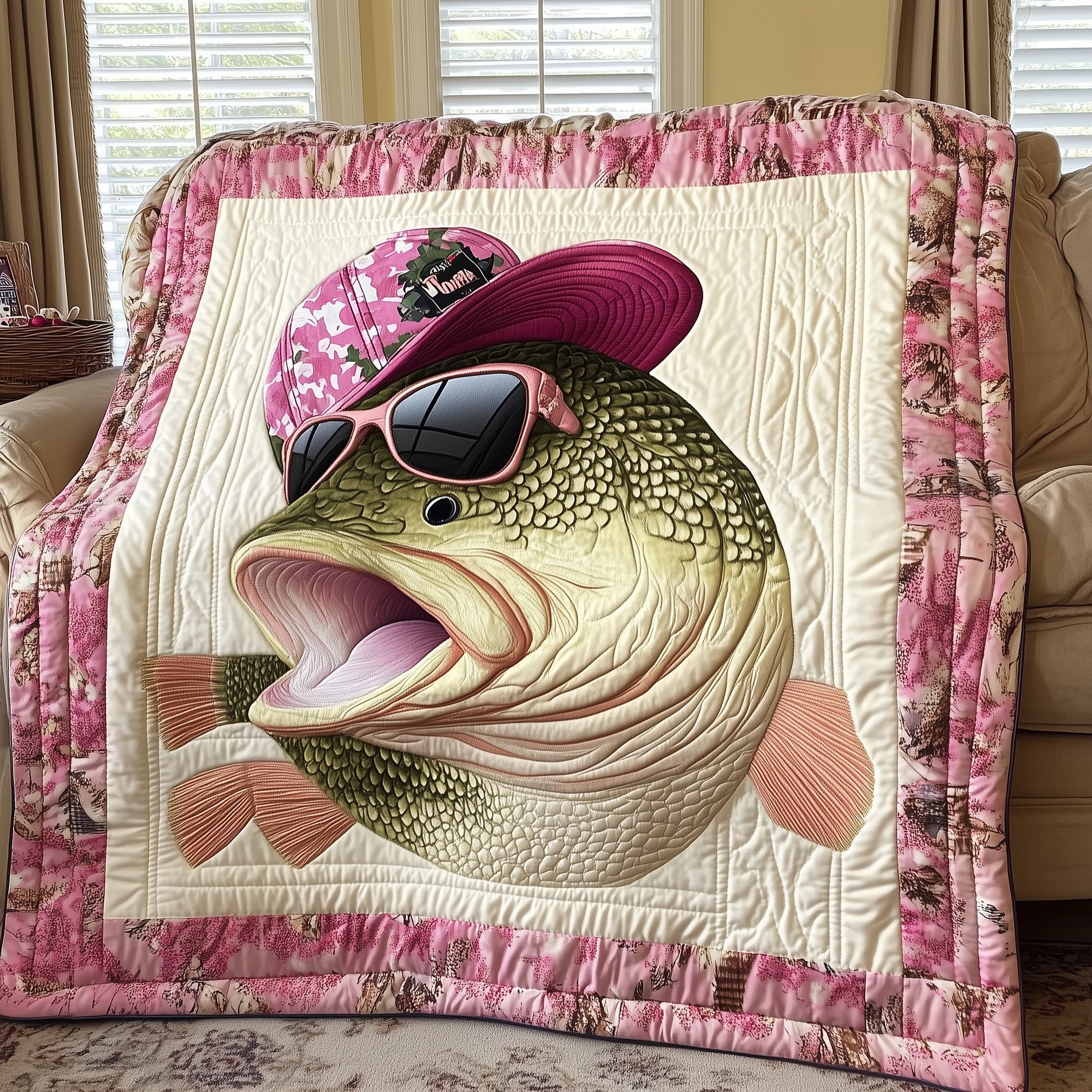 Reel Women Quilted Blanket Nice Throw BlanketBest Gifts For Fisherman 2025