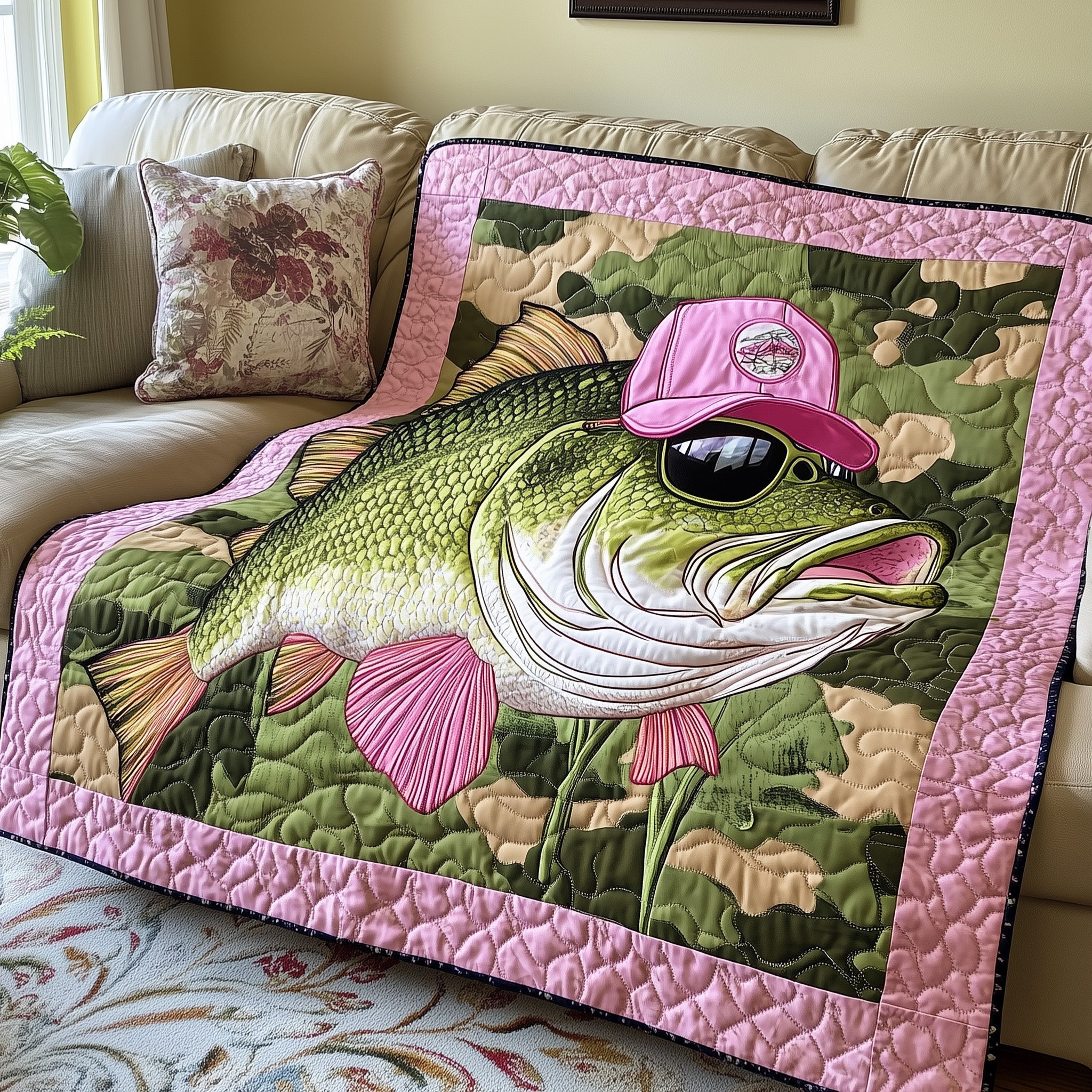 Reel Women Quilted Blanket Nice Throw BlanketCool Fishing Gifts Christmas