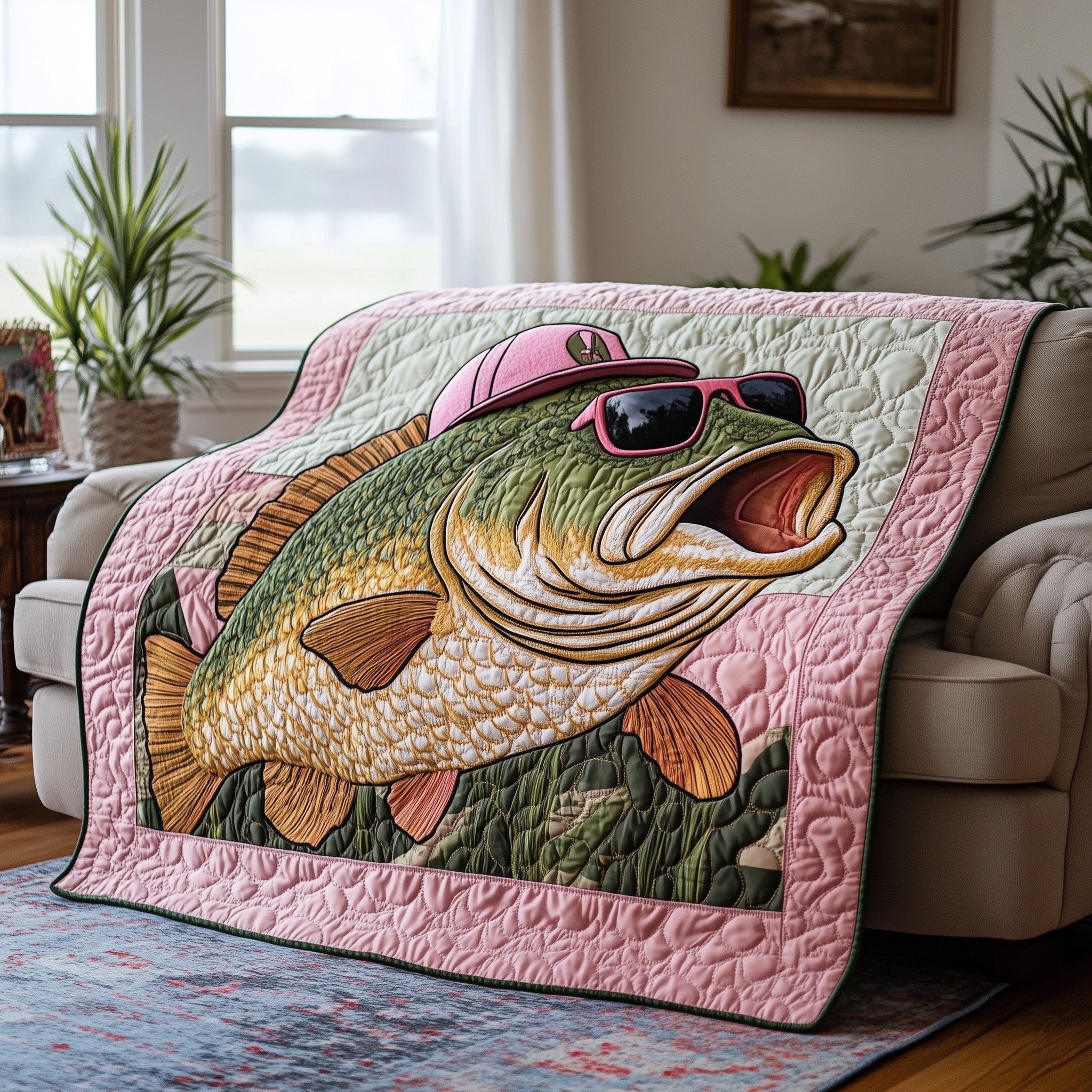 Reel Women Quilted Blanket Nice Throw BlanketFishing Gifts For Boyfriend