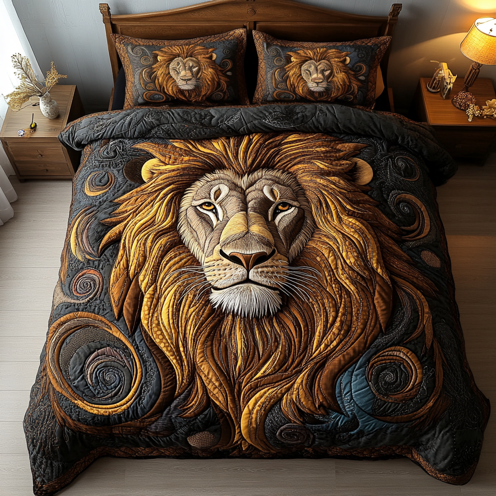Regal Beast Quilted Bedding Set Unique Bed Sheet Set Lion Related Gifts