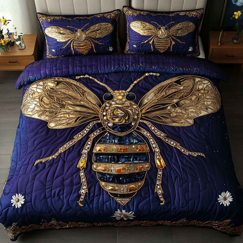 Regal Bee Elegance Quilted Bedding Set Best Bed Sheet Set Present Ideas For Bee Lovers