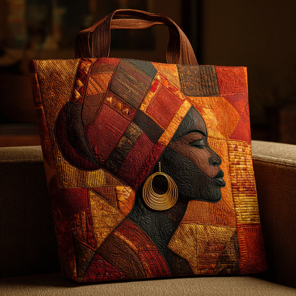 Regal Black Woman Quilted Tote Bag Melanin Black Women Gifts For Her