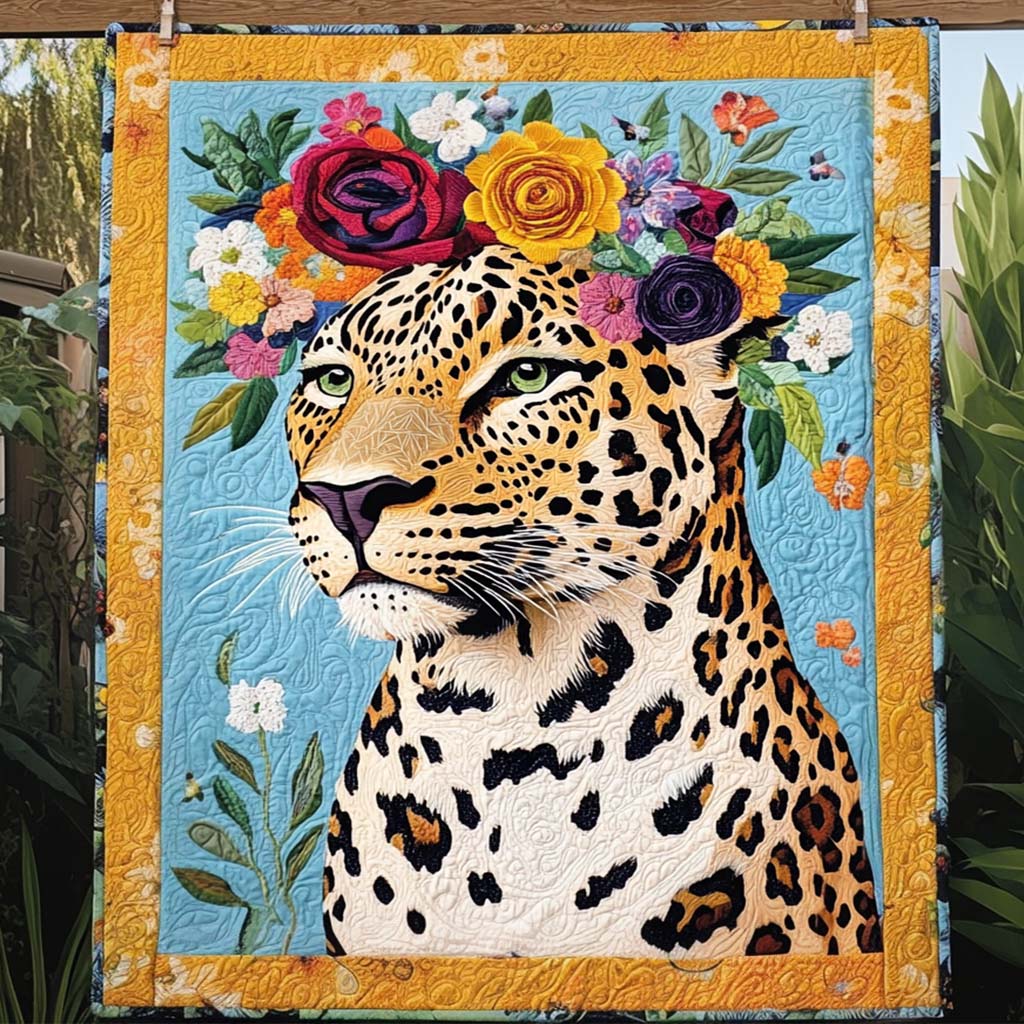 Regal Bloom Quilted Blanket Leopard Blanket Leopard Gifts For Her