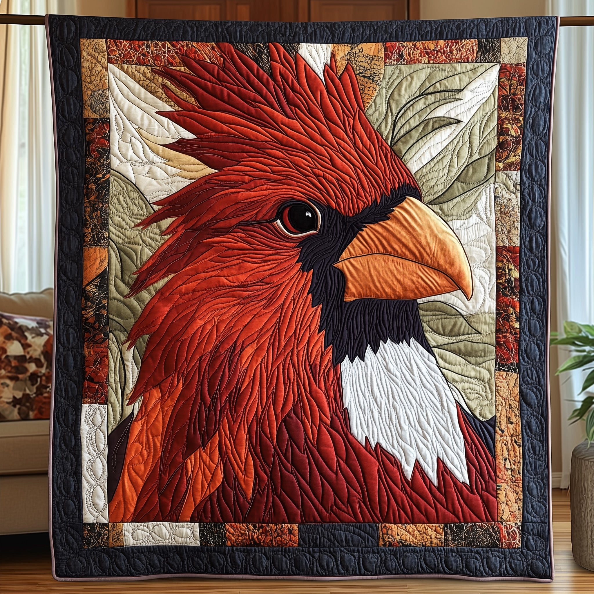 Regal Cardinal  Quilted Blanket Merchandise Throw BlanketRed Cardinal Gifts For Mom