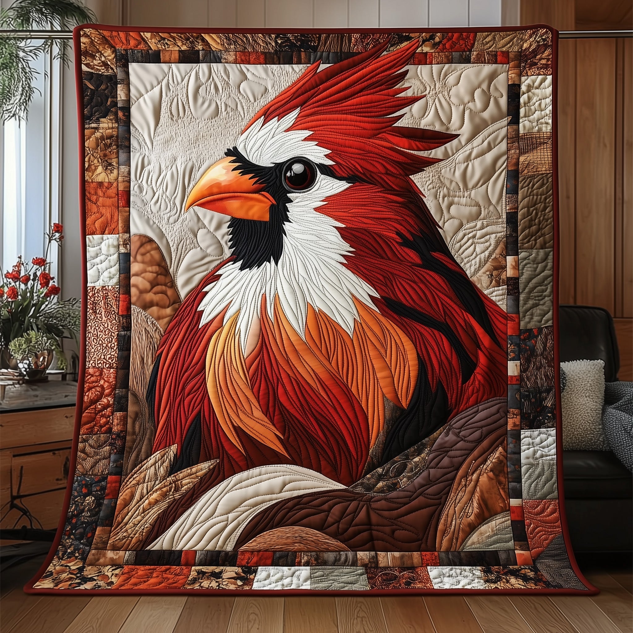Regal Cardinal  Quilted Blanket Merchandise Throw BlanketRed Cardinal Memorial Gift