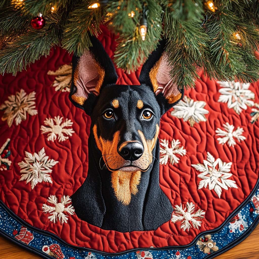 Regal Doberman Companion Christmas Quilted Tree Skirt Meaningful Christmas Gift to Warm the Heart